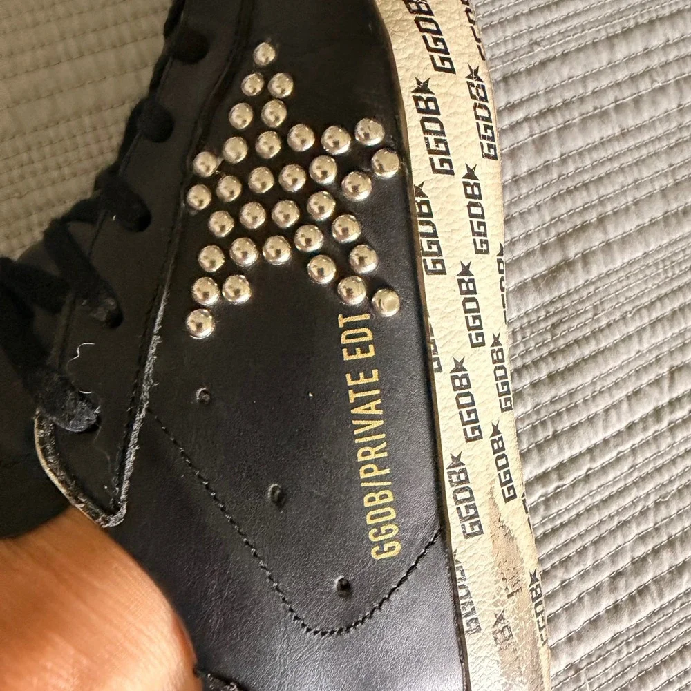 Golden Goose Super-Star Black Leather Studded Star‎ Private Edition Sneakers 35